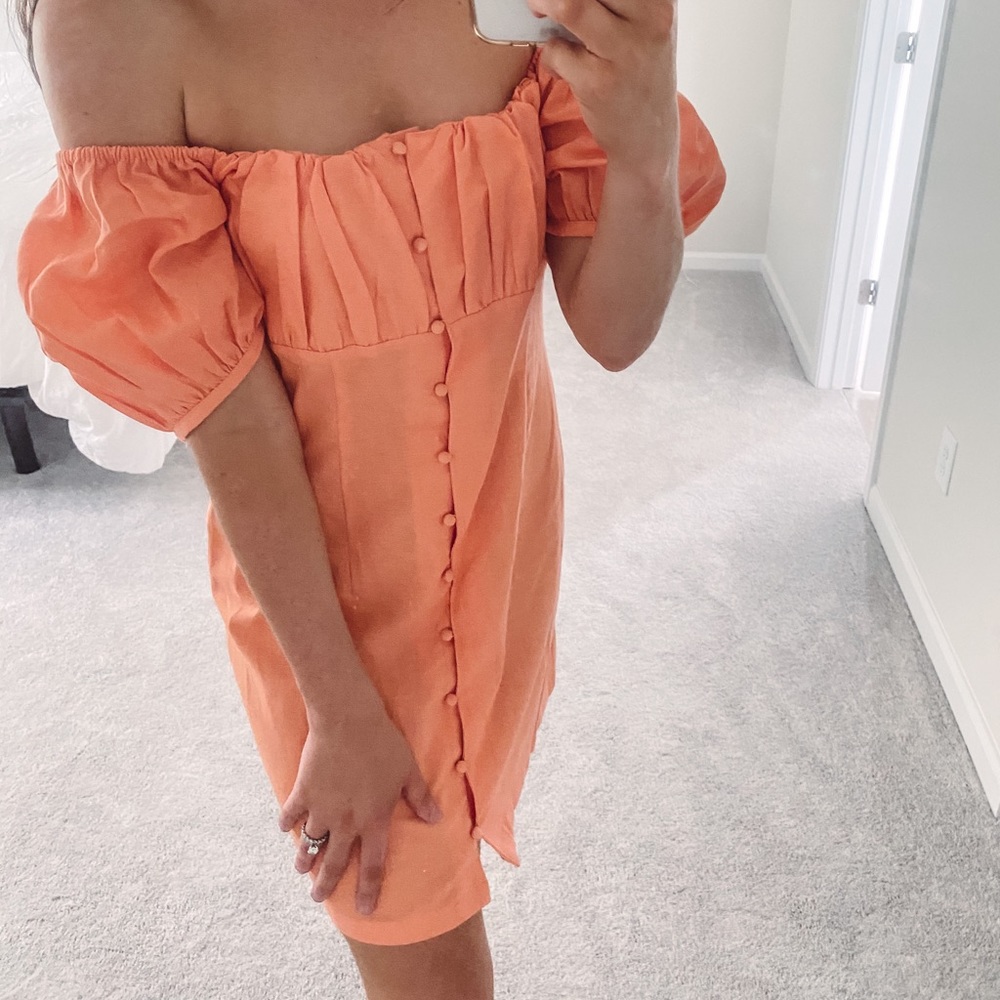 ASOS Design Ruched Button Mini Dress - Picture 5 of 7